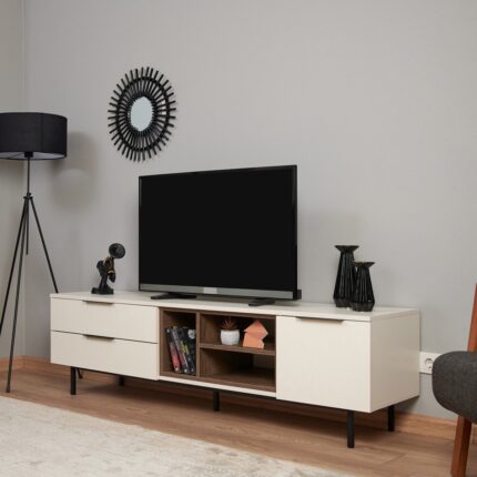 Just Home Royal Tv Ünitesi - Krem / Barok Ceviz - Görsel 4