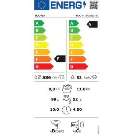 Hoover HDQ 4119AMBS/1-S 11 kg Yıkama 9 kg Kurutma Wi-Fi  Bağlantılı 1400 Devir Kurutmalı Çamaşır Makinesi - Görsel 4