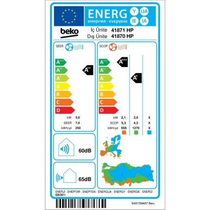 Beko 41870 Hp 18000 Btu A++ Duvar Tipi Klima - Görsel 3