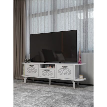 Gold Falez Tv Sehpası Mira Gümüş 5033 Beyaz 160 cm 35 cm 50 cm