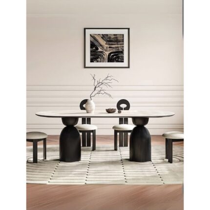 Gazzini Furniture Imperial Italyan Still Oval Ahşap Yemek Masası 100X210