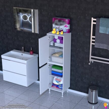 Modilayn İLKİM 50x138x32,5 cm Ekstra Düzen İçin Kullanışlı 4 Kapak 4 Bölmeli Banyo Mutfak Dolabı