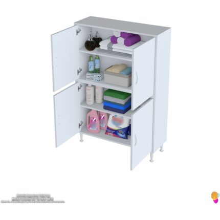 Modilayn İLKİM 90x138x32,5 cm Ekstra Düzen İçin Kullanışlı 4 Kapak 4 Bölmeli Banyo Mutfak Dolabı - Görsel 5