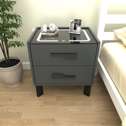 Decobox Diamond Antrasit Ledli Komodin
