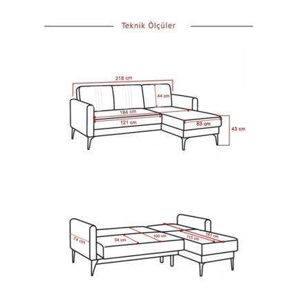 ModaLife Rio Köşe Takımı Salon&oturma Odası Açılır Yataklı Bazalı - Görsel 5