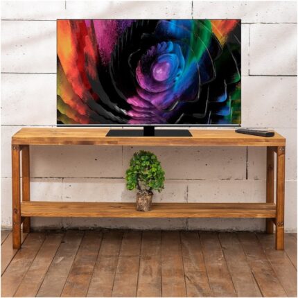 Pinoxi Ahşap Tv Sehpası Tv Ünitesi Tv Stand Eskitme Ceviz Renk - Görsel 3