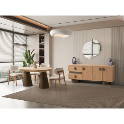 Avm 24 Boston Yemek Odası Takımı Modern Tasarım Oval Masa  MDF 160-190 cm Kapasite