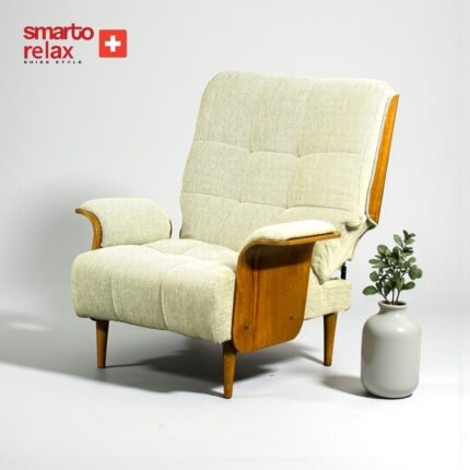 Smarto Relax TV Koltuğu Berjer (ekru_kahverengi)– Genova Oro Serisi, Sabit Mekanizmasız, Ergonomik Tasarım, Kadife/Şönil Kumaş, Dekoratif Tekli Koltuk (Salon/Oturma Odası) - Görsel 2