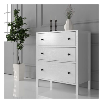 Sakura Ahşap Hunerika Valena 3 Çekmeceli Şifonyer -Wood Beyaz-Minifiks Bağlantılı