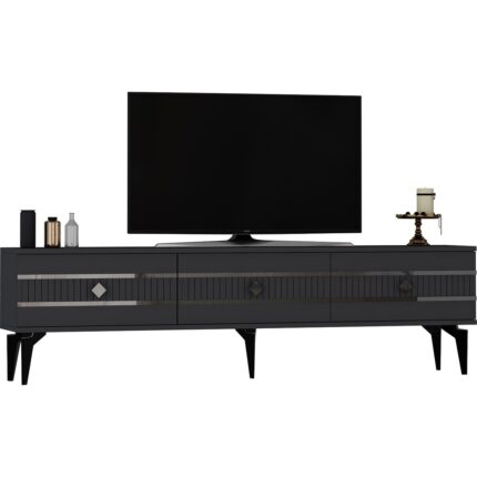 Cantek Dizayn Lenoract 180CM Tv Sehpası Antrasit-Gümüş - Görsel 3