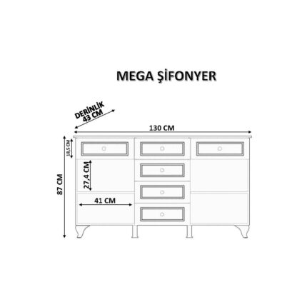 Rabi Mobilya Diva Country Mega Şifonyer - Görsel 5