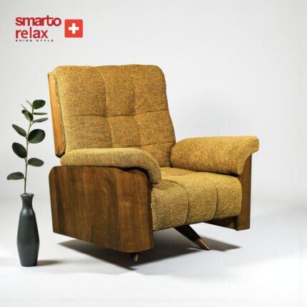 Smarto Relax TV Koltuğu Berjer – Sicilya Serisi, Döner Mekanizmalı, Ergonomik Tasarım, Bukle (Bouclé) Polyester Kumaş, Doğal Ahşap Panel, Dekoratif Tekli Koltuk (Salon/Oturma Odası)(Kahverengi) - Görsel 3