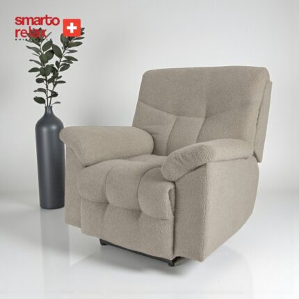 Smarto Relax swiss style TV Koltuğu Hitit Elektrikli Sırt Dayanağı Kontrol Panelli Ergonomik Kadife Polyester Açık Gri Dekoratif Baba Koltuğu - Görsel 2