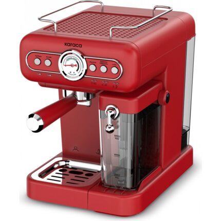 Karaca Vintage Craft Süt Hazneli Espresso, Latte ve Capuccino Makinesi Red