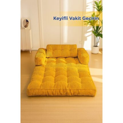 Katt Kapri Hardal Yeni Nesil Yatak Kanepe  Koltuk Pati Dostu Kadife Kumaşlı - Görsel 3