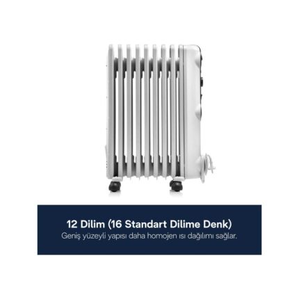 DeLonghi Radia S Comf 2500W 12 Dilim Beyaz Yağlı Radyatör Güvenli Isıtma Özelliği - Görsel 3