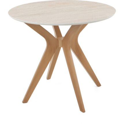 Plasmob 90X90CM Yuvarlak Masa Traverten-Ceviz Mutfak Masası-Balkon Masası Pera Model - Görsel 3