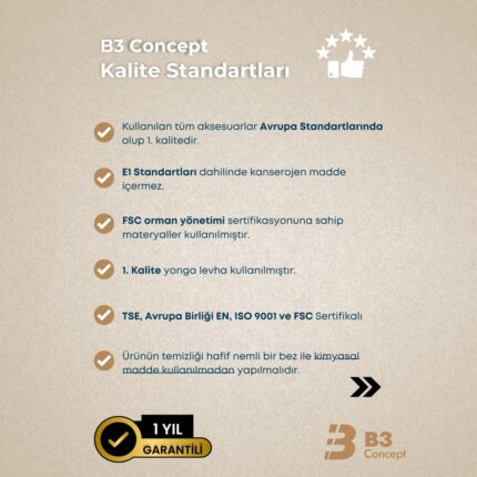 B3 Conceptretro Serisi Özel Tasarım Yatak Yanı - Kolay Kurulum - Çift Çekmeceli Komodin Kumtaşı - Görsel 3