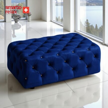 Smarto Relax  Swiss Style Puf Guarda Ayaksız Kapitoneli  Dekoratif 80x40x45 cm Ayaksız Kapitoneli Dekoratif puf(Lacivert)