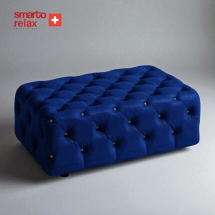 Smarto Relax  Swiss Style Puf Guarda Ayaksız Kapitoneli  Dekoratif 80x40x45 cm Ayaksız Kapitoneli Dekoratif puf(Lacivert) - Görsel 2