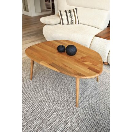Faw Decor Fawdecor Asimetrik Masif Ahşap Doğal 4 Ayaklı Modern İskandinav Tarzı Orta Sehpa ve 3'lü Zigon Sehpa Seti - Görsel 3