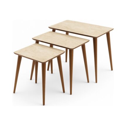 Ayge Istanbul Traverten 3'lü Zigon Sehpa %100 Mdf - Görsel 3
