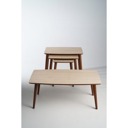 Ayge Istanbul Orta Sehpa ve 3'lü Zigon Sehpa Seti %100 Mdf Traverten