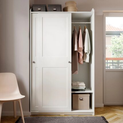 IKEA Hauga Sürgü Kapaklı Gardırop Beyaz 118 x 55 x 199 Cm - Görsel 5