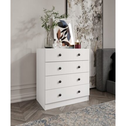%100 Mdf Moriva 4 Çekmeceli Şifonyer – 90X80X47 cm Kurulum Animasyonu-Teleskopik Ray- 40 cm Çekmece Derinlik - Görsel 5