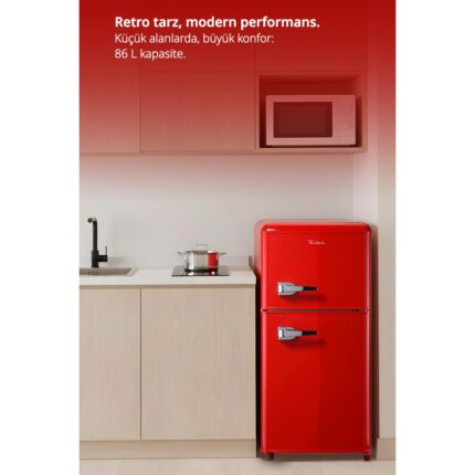 Kiwi KRF-2586 Retro Çift Kapılı Mini Buzdolabı - Görsel 3
