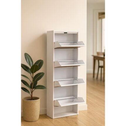 4 Lü Ahşap Desenli Metal Ayakkabılık Karlı Home - Görsel 3