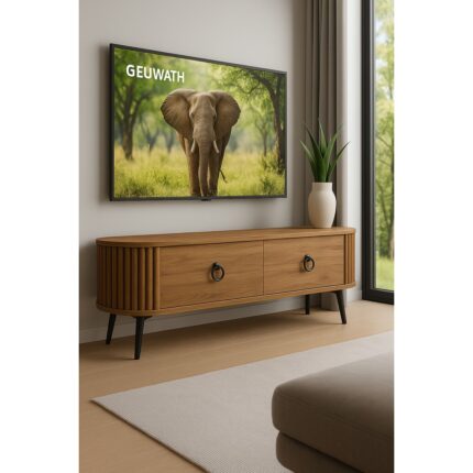 Moka Park AVM Linea 150 Lik Ovalli Çıtalı 2 Kapaklı Tv Ünitesi – Ceviz Detaylı, 150 Cm, Duvara Monte Edilebilir - Görsel 3