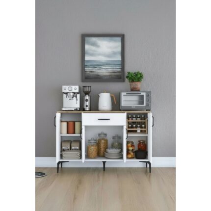 Industrial Living Modern Mdf Mutfak Dolabı 120 Cm, Geniş Saklama Alanı, Kahve Köşesi ve Konsol Dolap, Şık ve Dayanıklı Tasarım - Görsel 4