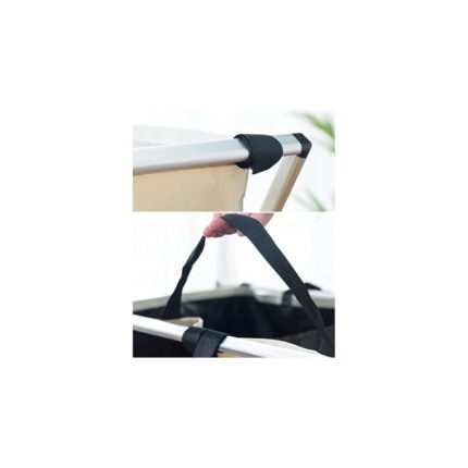 Lidyahan Store Home 3 Bölmeli Katlanabilir Çamaşır Sepeti – Siyah, Beyaz ve Gri Renklerde, Dayanıklı ve Şık Tasarım, Makinede Yıkanabilir Kumaşlı, Alüminyum Gövdeli, 64X42X58 cm Boyutlarında - Görsel 4