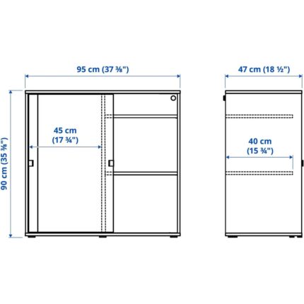 IKEA Vıhals Sürgü Kapaklı Dolap Beyaz 95 x 47 x 90 cm - Görsel 2