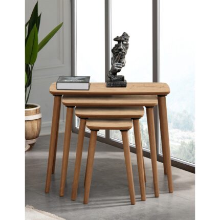 Vovvahome Luci 4lü Mdf Ahşap Zigon Sehpa Meşe - Görsel 2