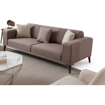 Edsy Home Regnar 3+3+1 Koltuk Takımı Kahverengi + Sütlü Kahve - Görsel 4