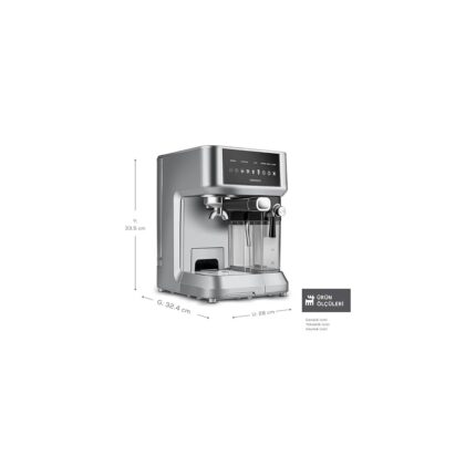 Mycaffe Barista S10 Entegre Süt Hazneli, Espresso, Latte ve Cappuccino Makinesi Galaxy Grey - Görsel 2