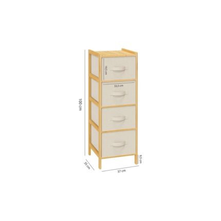 Bambu 4 Çekmeceli Dolap Organizer Çok Amaçlı Düzenleyici Şifonyer DB-0014 - Görsel 2