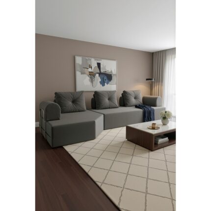 Branna Home Cardano Lüks Köşe Koltuk Salon L Koltuk Takımı Tamamen Sünger Modern Köşe Oturma Grubu - Görsel 5