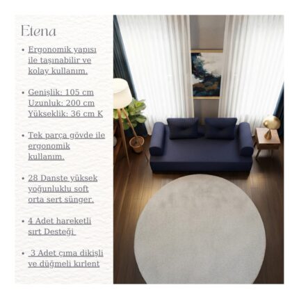 Branna Home Etena 2 Kişilik Aktivite Koltuğu Çift Kişilik Silinebilir Kanepe Modern Tamamen Sünger Uzanma Koltuk - Görsel 2