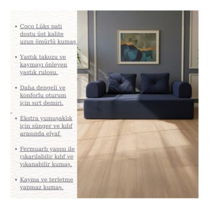 Branna Home Etena 2 Kişilik Aktivite Koltuğu Çift Kişilik Silinebilir Kanepe Modern Tamamen Sünger Uzanma Koltuk - Görsel 3