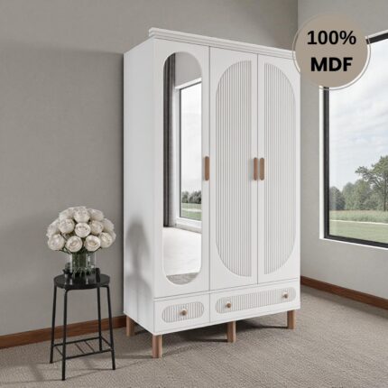Comiet Sally 3 Kapaklı Aynalı Çekmeceli Mdf Gardırop - Görsel 3