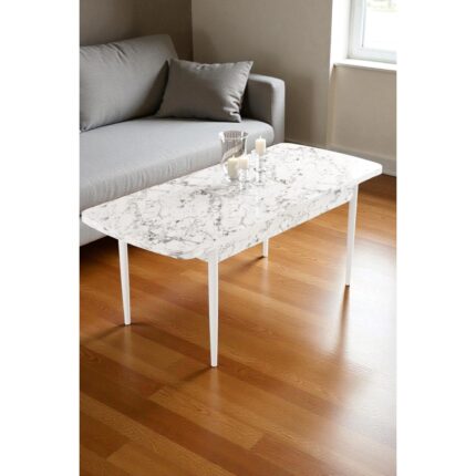 Baresmu Bara Beyaz Mermer 80X132 Açılabilir Sunta Masa Yemek Odası Takımı, Mutfak Takımı 6 Adet Sandalye - Görsel 4