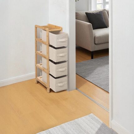 Digithome Bambu Slim 4 Çekmeceli Dolap Organizer Çok Amaçlı Düzenleyici Şifonyer DB-0048 - Görsel 3