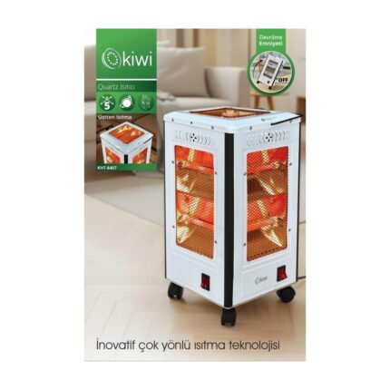 Kiwi KHT-8407 Quartz Isıtıcı 5 Yönlü Isıtma & Enerji Tasarruflu Kuvars Tüp & Taşınabilir Tasarım