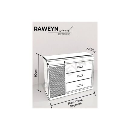 Raweyn Vega Doğal Ahşap Sürgülü Çemeceli Konsol 80CM - Görsel 3