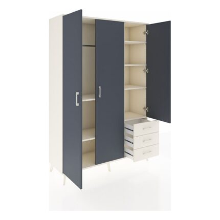 Dienni Hyperion Dolap 6 Raflı 3 Çekmeceli Tek Askılı 132X44X195 Aytaşı-Antrasit/aytaşı - Görsel 5