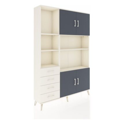 Dienni Arges Dolap 8 Raflı 4 Çekmeceli 4 Kapaklı 132X30X195 Aytaşı-Antrasit/aytaşı - Görsel 2