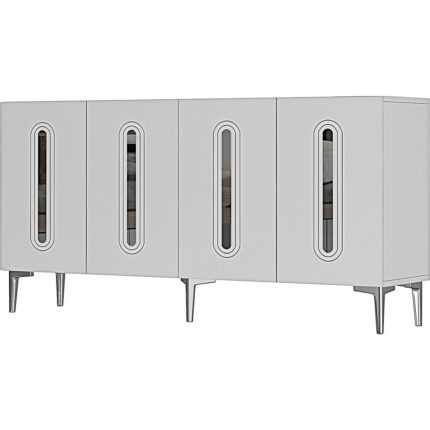 Ceneyra KA1206BS- Rany Konsol, Tv Sehpası, Çok Amaçlı Dolap 120CM Beyaz-Gümüş - Görsel 5